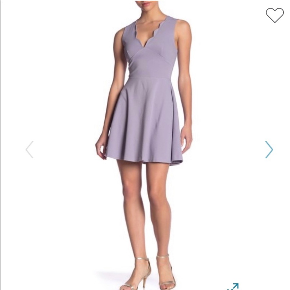 Scalloped V Neck mini fit & flare dress